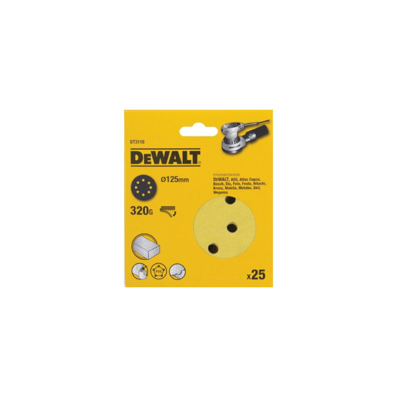 25 Discos De Lixa Com Velcro 125mm DeWalt G320 25 Discos De Lixa Com Velcro 125mm DeWalt G320