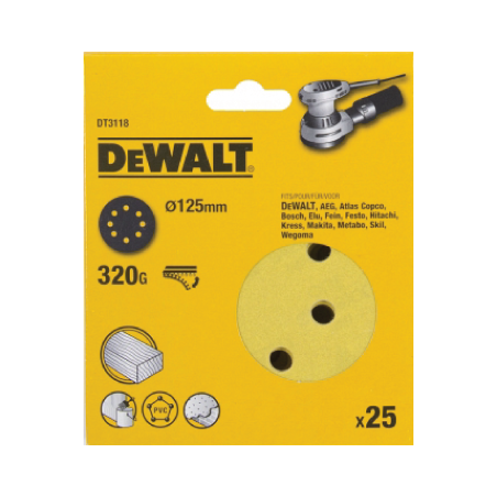 25 Discos De Lixa Com Velcro 125mm DeWalt G320
