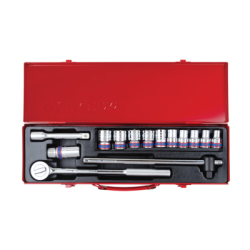 14PC 1/2" SOCKET SET METRIC 12PT CHROME