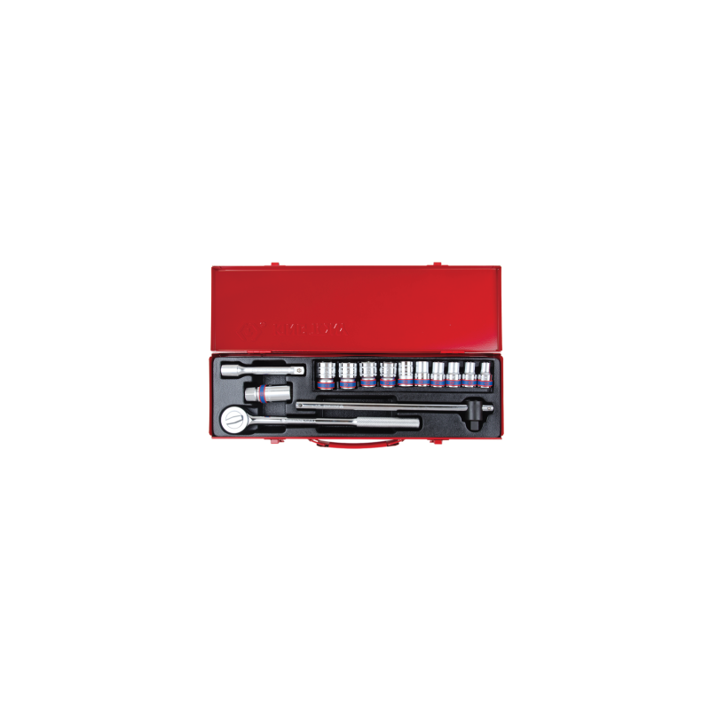 14PC 1/2" SOCKET SET METRIC 12PT CHROME