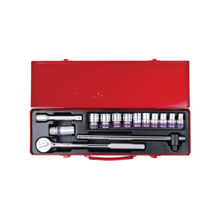 14PC 1/2" SOCKET SET METRIC 12PT CHROME