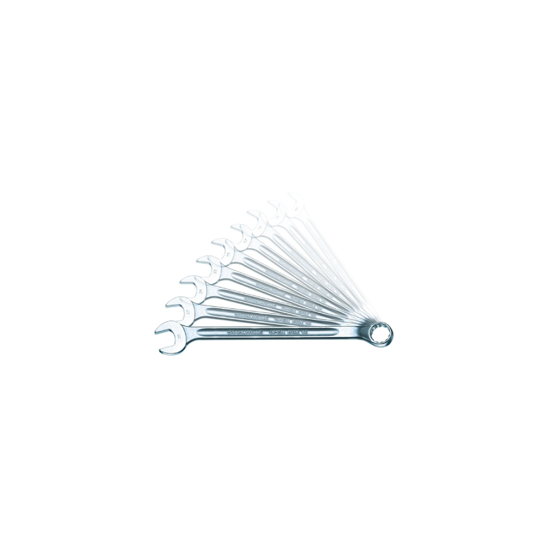 STAHLWILLE Set Combination Spanner OPEN-BOX, Long, in Roll-Up Wallet 14/17