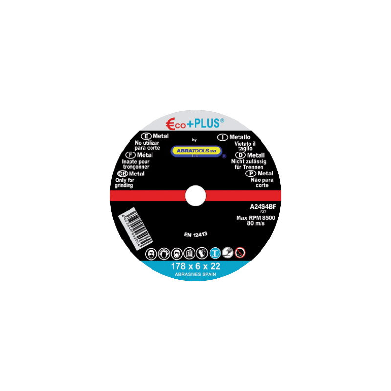 Disco de Desbaste Acero 178 x 6 x 22 mm ECO+PLUS Disco de Desbaste Acero 178 x 6 x 22 mm ECO+PLUS