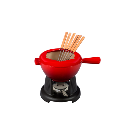 Cast Iron Fondue Set Mode Cerise