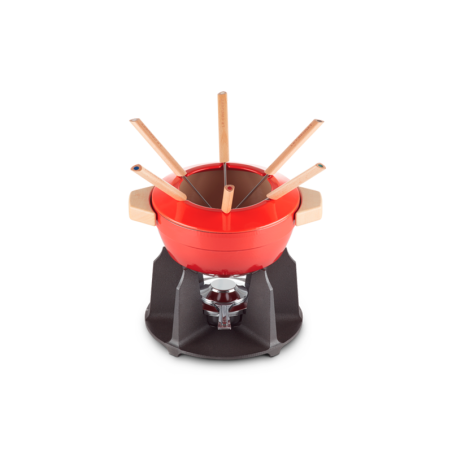 Cast Iron Fondue Set Luxe 2L Cerise