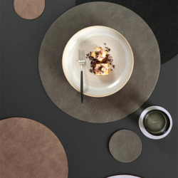 Set of 4 Coasters ᴓ10cm Mushroom - Vegan Leather