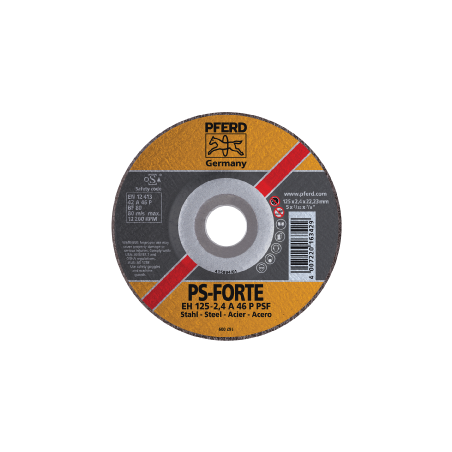 PFERD Cut-Off Wheels Universal Line PSF Steel Depressed-Centre Type EH (Shape 42) EH 115-2,4 A 46 P PSF/22,23