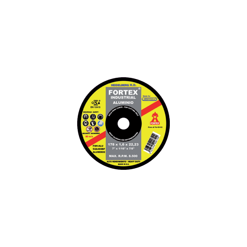 Disco de Corte Aluminio 115 x 1 x 22 mm FORTEX Disco de Corte Aluminio 115 x 1 x 22 mm FORTEX