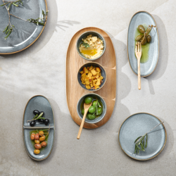 Aperitif Oval Plate 2 Sections 20x10cm Denim – Saisons