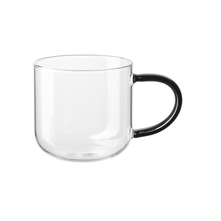 Caneca Vidro 400ml com Pega Preto - Coppa Glass