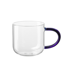 Caneca Vidro 400ml com Pega Azul - Coppa Glass