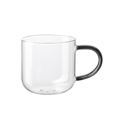 Caneca Vidro 400ml com Pega Cinza - Coppa Glass