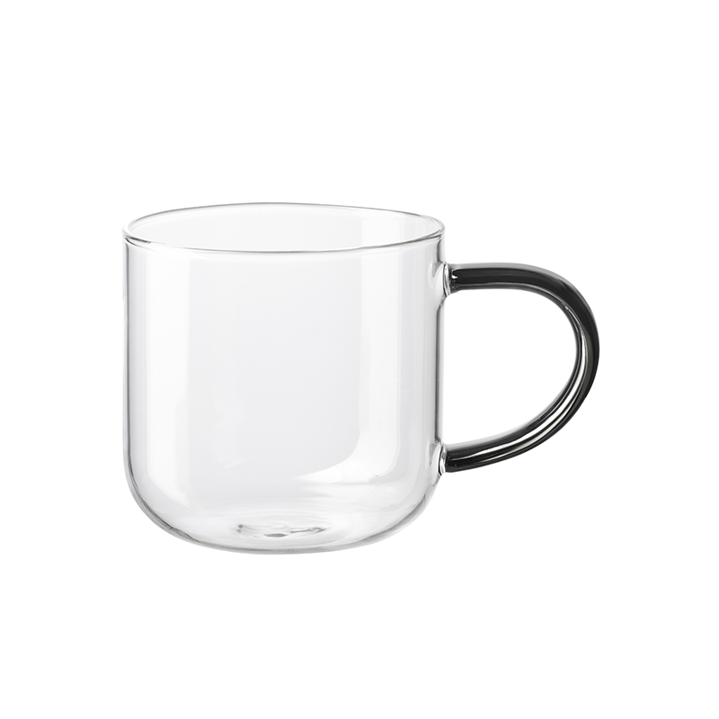 Caneca Vidro 400ml com Pega Cinza - Coppa Glass