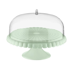 Small Cake Stand with Dome Mauve Green - Tiffany