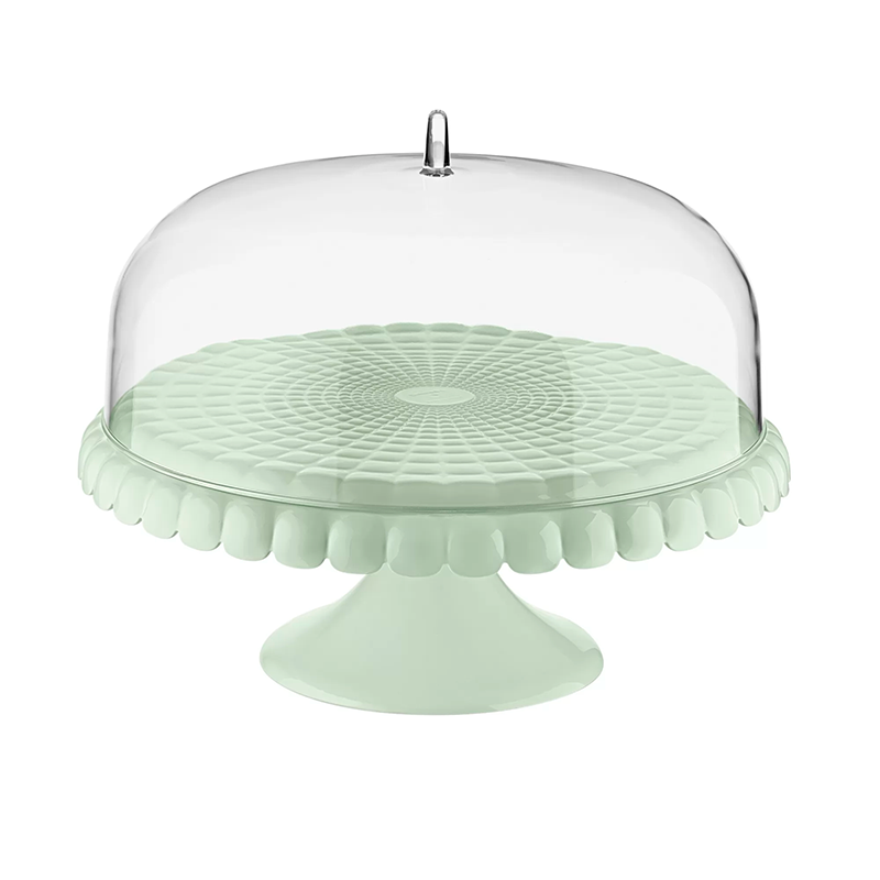 Small Cake Stand with Dome Mauve Green - Tiffany