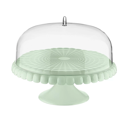 Small Cake Stand with Dome Mauve Green - Tiffany