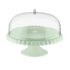 Small Cake Stand with Dome Mauve Green - Tiffany