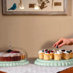 Cake Serving Set Green Mauve - Tiffany
