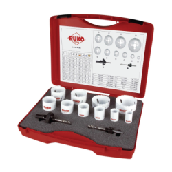 Juegos De Coronas Perforadoras Bimetas HSS  en Caja De Plástico RUKO