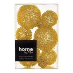 Set of 9 Golden Metal Balls - Deko