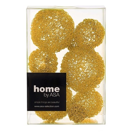 Set of 9 Golden Metal Balls - Deko