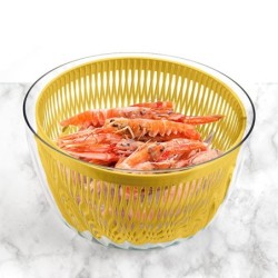 Salad Spinner with Lid Ø26cm Yellow - Spin&Store