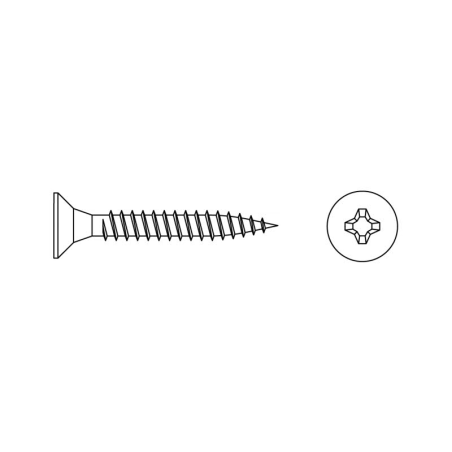 Tornillos con Avellanada TBS POZIDRIV® DIN 7505A 4X30 4.8 Zincado Blanco CHEMITOOL FASTENERS