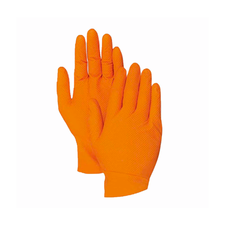 LUVA NITRILO LARANJA TEXTURADA  REF:XL