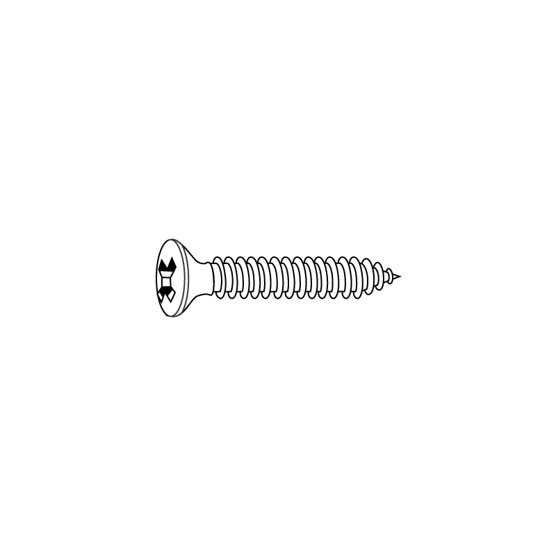 CHEMITOOL Cross Recessed Countersunk Head Tapping Screw DIN 7982 C 2,9x19 White Zinc Plated