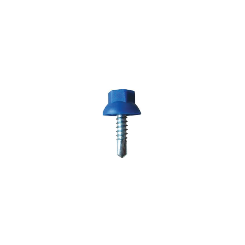 Tornillo Autotaladrante Cabeza Hexagonal Nylon Azul R5010 DIN 7504K 4,2X19 Zincado Blanco CHEMITOOL FASTENERS