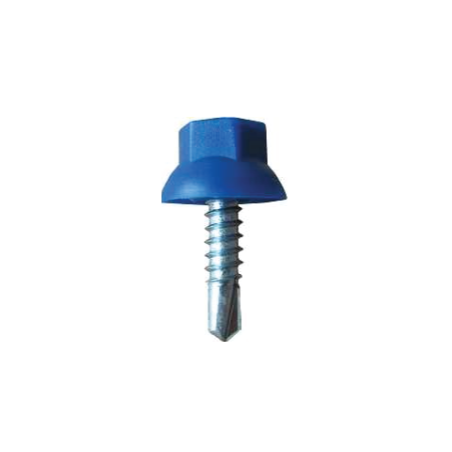 Tornillo Autotaladrante Cabeza Hexagonal Nylon Azul R5010 DIN 7504K 4,2X19 Zincado Blanco CHEMITOOL FASTENERS