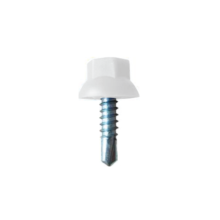 CHEMITOOL FASTENERS Self Drilling Screw Hexagonal Flange Head in Nylon White R9110 DIN 7504K 4,2X19 White Zinc plated