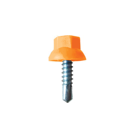 Tornillo Autotaladrante Cabeza Hexagonal Nylon Naranja R2001 DIN 7504K 5,5X22 Zincado Blanco CHEMITOOL FASTENERS