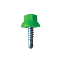Tornillo Autotaladrante Cabeza Hexagonal Nylon Verde R6016 DIN 7504K 5,5X22 Zincado Blanco CHEMITOOL FASTENERS