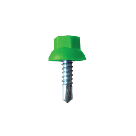 Tornillo Autotaladrante Cabeza Hexagonal Nylon Verde R6016 DIN 7504K 5,5X22 Zincado Blanco CHEMITOOL FASTENERS