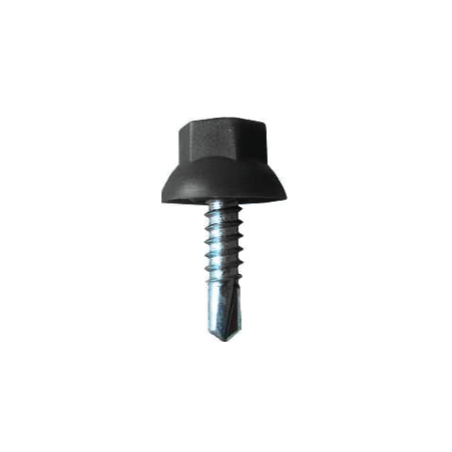 Tornillo Autotaladrante Cabeza Hexagonal Nylon Negro R9005 DIN7504K 4,2x19 Zincado Blanco CHEMITOOL FASTENERS
