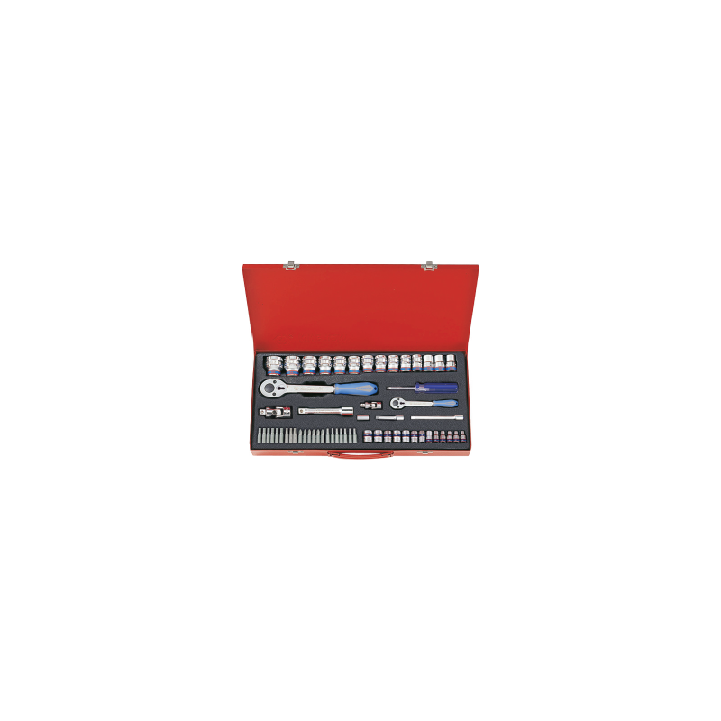 KING TONY 1/4' & 3/8' Socket and Accessories Set 58 (un.) 7558MR