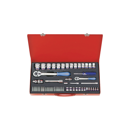 KING TONY 1/4' & 3/8' Socket and Accessories Set 58 (un.) 7558MR