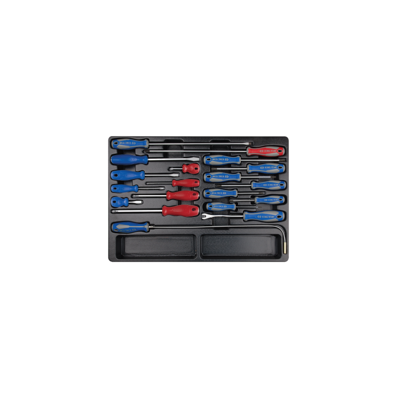KING TONY 19 Pieces Slotted and PHILLIPS® with Magnetic Pick-Up Tool EVAWAVE Foam Tray KING TONY 19 Pieces Slotted and PHILLIPS® with Magnetic Pick-Up Tool EVAWAVE Foam Tray