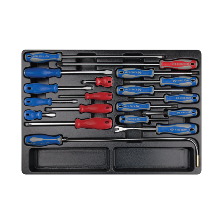 KING TONY 19 Pieces Slotted and PHILLIPS® with Magnetic Pick-Up Tool EVAWAVE Foam Tray