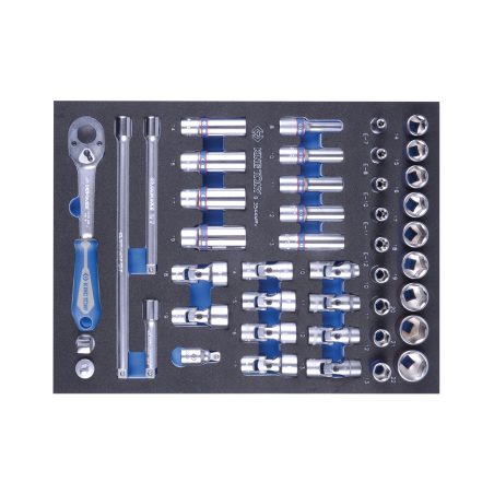 KING TONY 3/8' Socket and Accessory Set for Tool Trolley 44 (un.)
