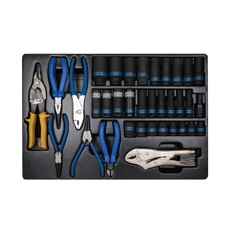 KING TONY Impact Socket, Accessory, Pliers and Snips Set for Tool Trolley