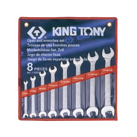 KING TONY 8 (un.) Open End Wrench Set 1108SR