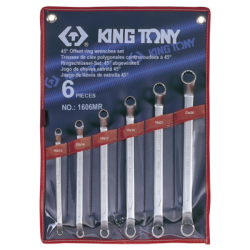 KING TONY 6 (un.) 45° Offset Ring Wrench Set 1606MR