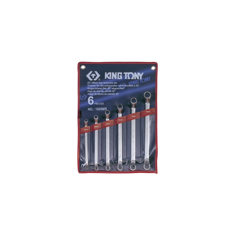 KING TONY 6 (un.) 45° Offset Ring Wrench Set 1606MR KING TONY 6 (un.) 45° Offset Ring Wrench Set 1606MR
