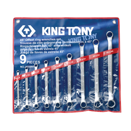 KING TONY 9 (un.) 45° Offset Ring Wrench Set 1609MR