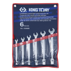 KING TONY 6 (un.) Combination Swivel Head Socket Wrench Set