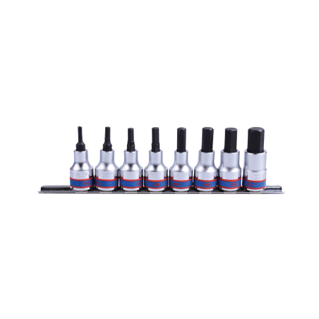 KING TONY 3/8' Socket Set on Rail 210 mmL - 8 (un.)