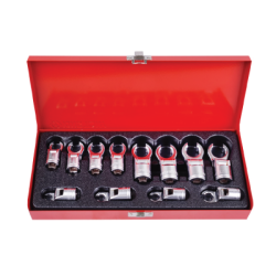 KING TONY 3/8' Flexible Crowfoot Socket Wrench & Set - 12 (un.)