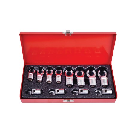 KING TONY 3/8' Flexible Crowfoot Socket Wrench & Set - 12 (un.)